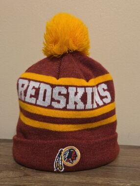 Vintage NFL Washington Redskins New Era Football Gear Pom Pom Cuffed Beanie Hat